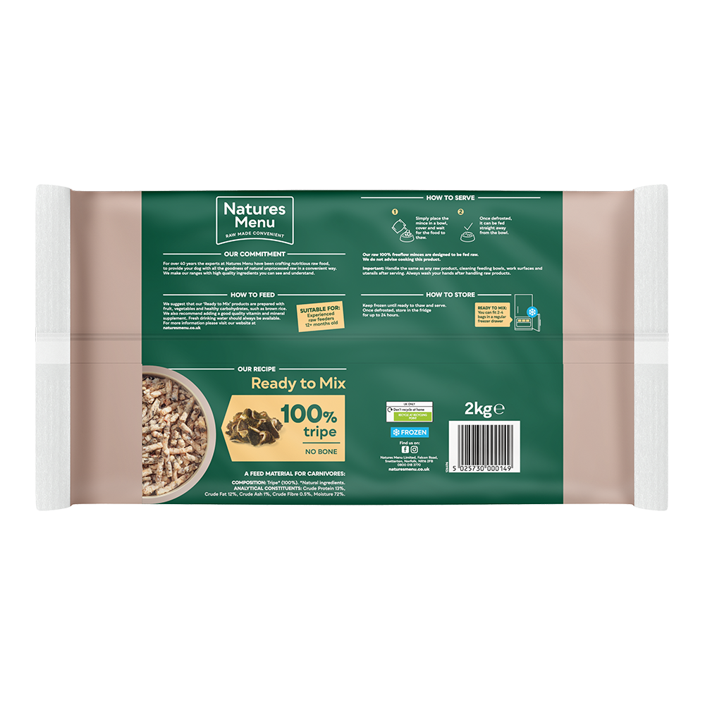 Tripe Freeflow Mince Natures Menu Home Prepare Raw Natures Menu